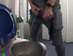 After peeing close by the toilet on a moving train, I jerked off close by front of the mirror. Lock up before I could cum, I reached the final stop. hot gay solo porn