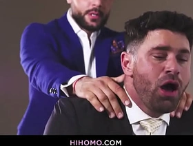 Businessmen Beau Butler and Sir Peter fuck in B & B hot gay porn riding