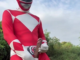 Power Ranger wanking outdoor. hot threesome gay porn