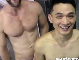 AmateursDoIt - Hung bearded jock fucks tight asian twink bareback hot chinese guy gay porn