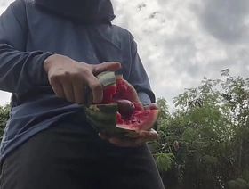 Worker cum with watermelon. gay japan porn star