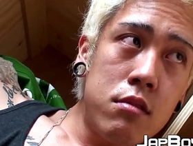 Blond Japanese twink toys with hole and strokes his dick teen japan gay porn