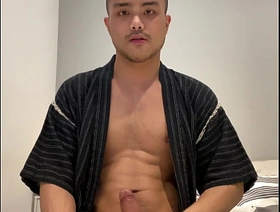 Asian boy in Jinbei stroking singapore blissful boy porn