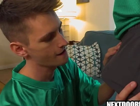Young football players fuck bareback hot muscle bottom gay porn