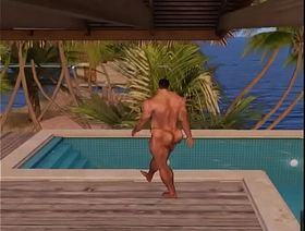 alluring hunk cam heyward caught naked by resort pool gay strife = 'wife' porn