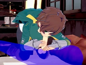 KonoSuba Yaoi - Kazuma blowjob with cum in his mouth - Japanese Asian Manga anime game porn gay gay sg porn