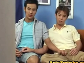 Japanese twink dick blowing before bareback doggy sex japan freeze time gay porn