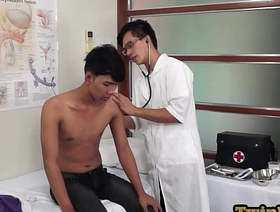 Skinny Asian enjoys anal playing from his geeky doctor gay porn video hot