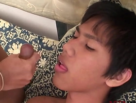 Anal fingered Asian twink breeded wide of bf after receiving bj china bathhouse gay porn