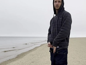 Jerking Off on tap the Beach hot sake gay porn