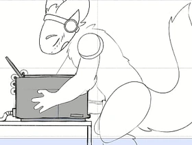 Protogen fucks a printer and cums hot chest gay porn