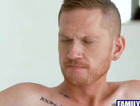 Stepson is startled with stepdad's chubby dick hot beard gay porn