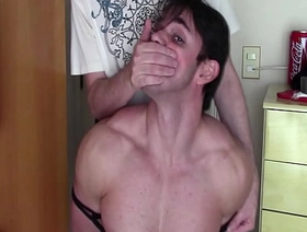 Peter handgagged, stuffed mouth with socks and exposed wearing lycra pants 2 FREE solo chinese gay porn