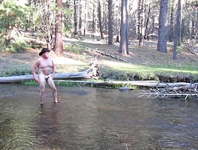Bathing naked in the creek. gay porn super hot