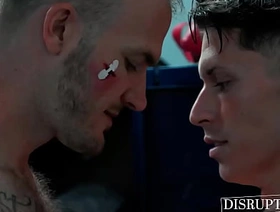 Boxer Christian Wilde drills jock Troy Accola in gym locker room chinese gay porn model