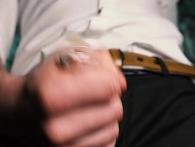 Despondent guy in a quarter jerks absent close-up, moans with pleasure and cums in a condom. hot gay muscular porn