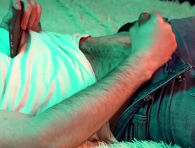 a young hot guy watches porn on his undercurrent and jerks off his small cock. hot hunk dad gay porn