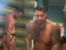 Latino BBC VIKTOR ROM with submissive in SHOWER - SERGIO WILDE -- korean gay porn mask