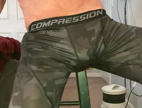 Stretching groin with Kneading Eyewash on Stool in Compression Pants gay most assuredly hot porn