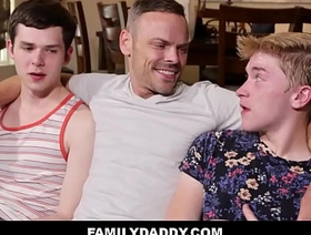 FamilyDaddy - Skinny Teen Stepson Shares Hot Boyfriend With Stepdad Threesome - Trent Summers, Dakota Lovell, Zacc Andrews gay porn hot anime